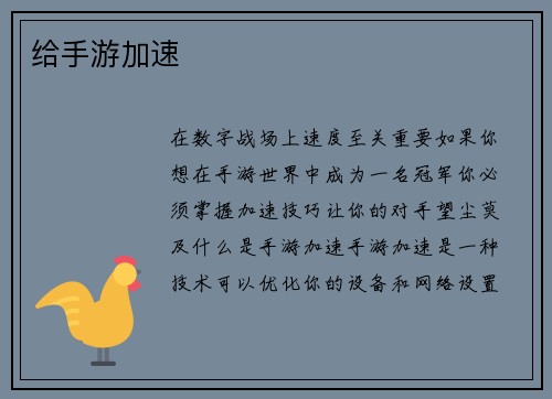 给手游加速